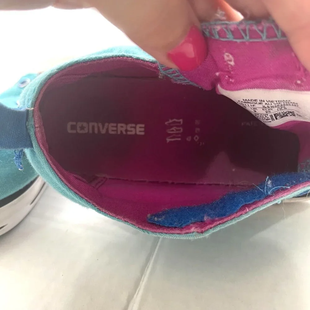 Converse Kids Slip-On Sneakers Teal Blue with White Toe Caps